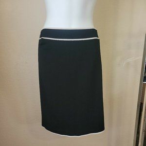 Vertigo Paris Sz Small Knit Pencil Skirt Black Ivory Accent Stretch Side Zipper